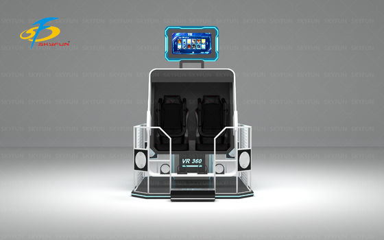 Διπλός εξομοιωτής VR 360 με περιστρεφόμενα & κουνιστά καθίσματα 360°, τηλεχειριζόμενος έγχρωμος φωτισμός, ακουστικά VR Deepoon, οθόνη 42 ιντσών, 40 ταινίες VR συμπεριλαμβανομένων θεμάτων Roller Coaster & Δεινοσαύρων